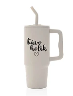 KÁVOHOLIK - béžový cestovný termohrnček 900 ml
