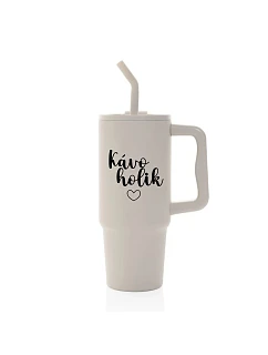 KÁVOHOLIK - béžový cestovný termohrnček 900 ml