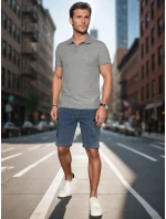 Pánska polokošeľa s nášivkou šedá FashionStreet PX0626