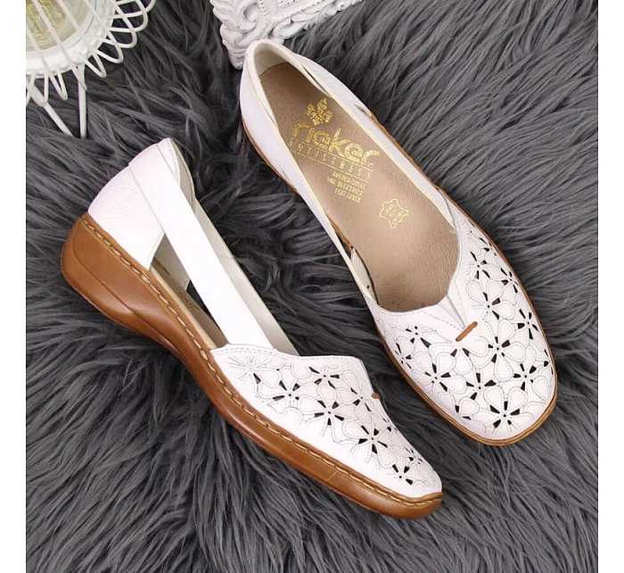 W bílá kožená polobotka model 22050397 - Rieker