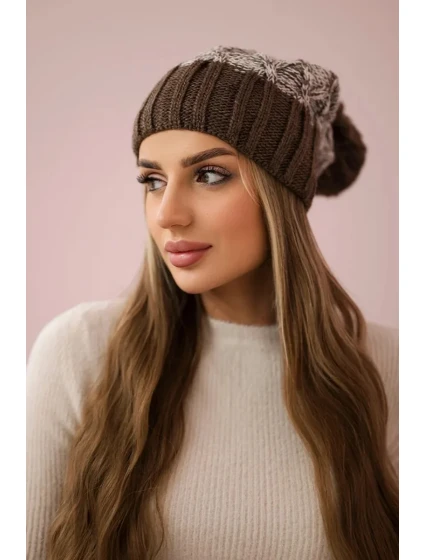 Milano fleecová čiapka K203 ecru melange+mocca Milano fleecová čiapka K203 ecru melange+mocca