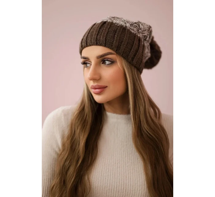 Milano fleecová čiapka K203 ecru melange+mocca Milano fleecová čiapka K203 ecru melange+mocca