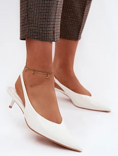 Lakované dámské sandály z umělé kůže na podpatku Bílé model 22122659 - Boto