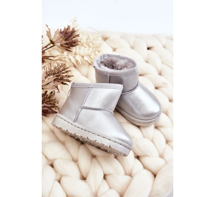 Ocieplane Dziecięce Botki Śniegowce Srebrne Scooby