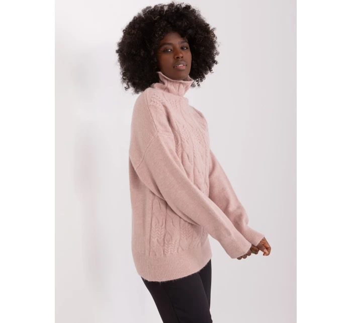 Sweter AT SW model 19341450 ciemny różowy - FPrice Sweter AT SW model 19341450 ciemny różowy - FPrice
