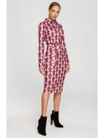 M706 Šaty s rukávmi, golierom a potlačou - model 2 M706 Šaty s rukávmi, golierom a potlačou - model 2