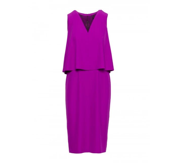 S422 Šaty s čipkovou vložkou - levanduľová