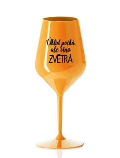 ÚKLID POČKÁ, ALE VÍNO ZVĚTRÁ - oranžová nerozbitná sklenice na víno 470 ml
