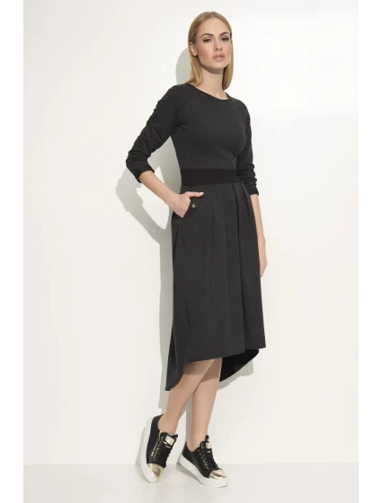 Dámske voľnočasové šaty s voľnou sukňou grafitové - Šedá / 3XL - Makadamové