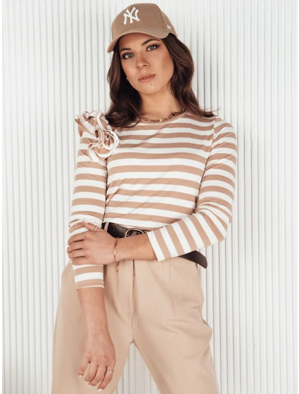 Dámská pruhovaná halenka béžová Dstreet model 21972876 - FashionStreet