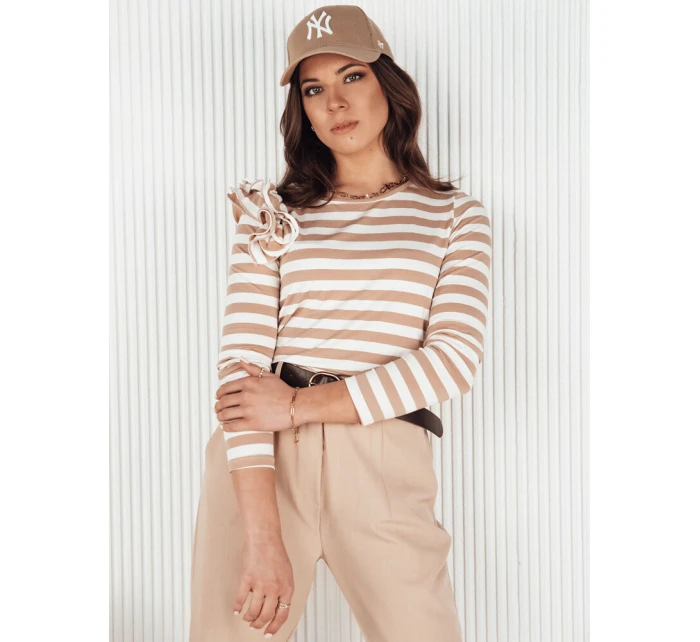 Dámská pruhovaná halenka béžová Dstreet model 21972876 - FashionStreet