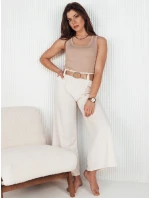 Dámské kalhoty s širokými nohavicemi ecru Dstreet model 21972991 - FashionStreet