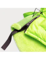 Neónovo žltá dámska krátka zimná bunda s kapucňou (JIN211)