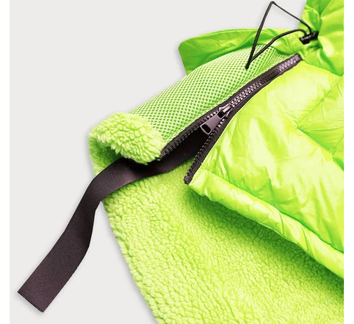 Neónovo žltá dámska krátka zimná bunda s kapucňou (JIN211)