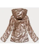 Svetlo hnedá dámska obojstranná bunda s kapucňou (B9793-46)