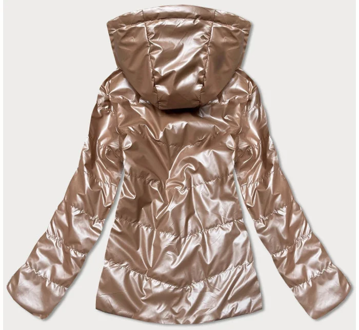 Svetlo hnedá dámska obojstranná bunda s kapucňou (B9793-46)