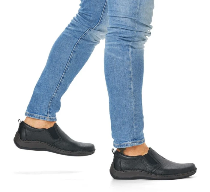 Čierna pánska kožená obuv Rieker 05264-00