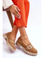 Modne Zamszowe Mokasyny Ciemnobeżowe Eloisa