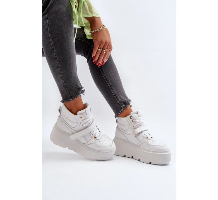 Bílé dámské kožené tenisky model 21652328 - Zazoo