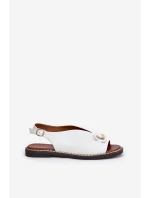 Sandály Na Ploché Podpatky S Dekorací Eko Kůže Bílé model 21685882 - Boto Sandály Na Ploché Podpatky S Dekorací Eko Kůže Bílé model 21685882 - Boto