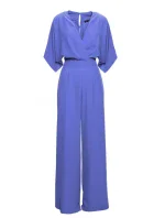 Kombinéza s širokými nohavicemi a výstřihem modrá model 20966133 - STYLOVE Kombinéza s širokými nohavicemi a výstřihem modrá model 20966133 - STYLOVE