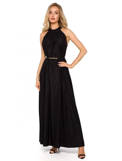 model 17775771 Maxi šaty s výstřihem černé - Moe