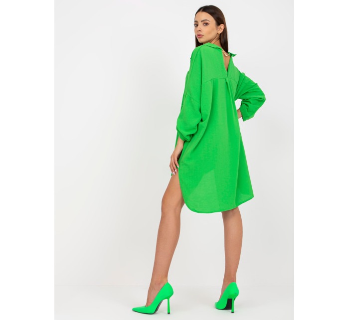 Svetlozelené asymetrické košeľové šaty Elaria