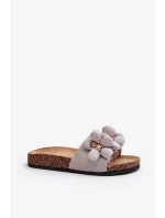 Dámské pantofle s ozdobami šedá Bunlia Dámské pantofle s ozdobami šedá Bunlia