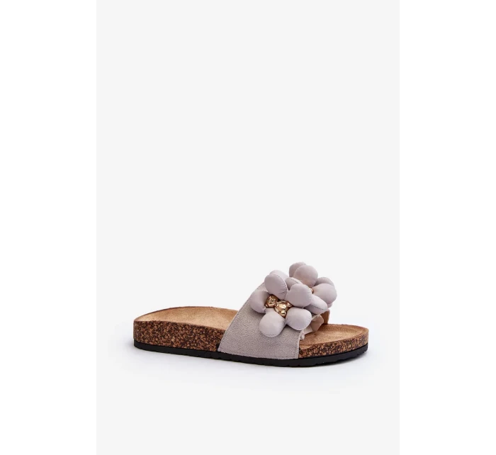 Dámské pantofle s ozdobami šedá Bunlia Dámské pantofle s ozdobami šedá Bunlia