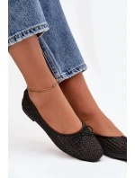 Dámske baleríny s úpletom a mašľou Belirra - čierne