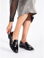 Pohodlné dámske čierne mokasíny na plochom podpätku Pohodlné dámske čierne mokasíny na plochom podpätku