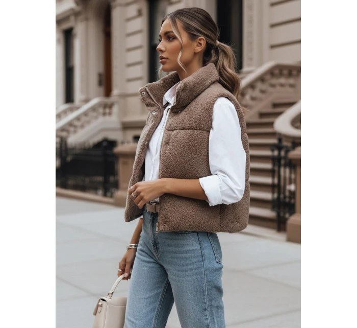 Dámská vesta z ovčí kůže v barvě camel Dstreet model 21970442 - FashionStreet