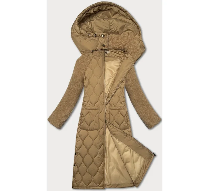 Béžová prešívaná dámska prechodná bunda s dĺžkou po kolená Way Mode (OMS-10WD-03) Béžová prešívaná dámska prechodná bunda s dĺžkou po kolená Way Mode (OMS-10WD-03)