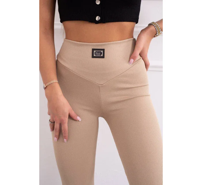 Žebrované legíny béžové Žebrované legíny béžové