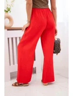 Mušelínové kalhoty se širokou nohavicí červený