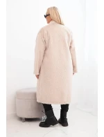 Dámský kabát Plus Size z viskózy bez zapínání s kapsami béžový