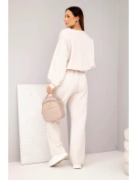 Dámska súprava maslová mikina s brošňou a rovné nohavice béžová