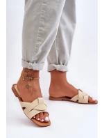 Damskie Materiałowe Klapki Beżowe Aversa Damskie Materiałowe Klapki Beżowe Aversa