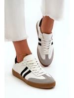 Zazoo N1068 Skórzane Niskie Sneakersy Damskie Białe