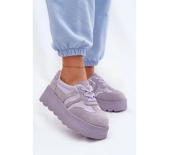 Semišové tenisky na platformě GOE TT2N4054 fialové