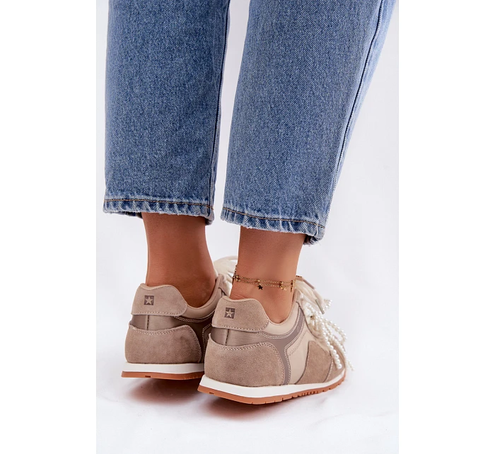 Kožené semišové dámské tenisky Big Star model 22100153 béžové - Big Star Shoes