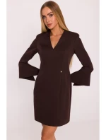 model 21296033 Šaty s širokými manžetami hnědé - Moe
