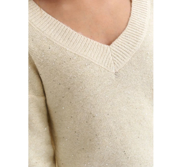 Dámský svetr model 19585985 Ecru se zlatou nití - Top Secret