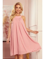 dámské šifonové šaty v pudrově růžové barvě s vázáním model 15740646 - numoco dámské šifonové šaty v pudrově růžové barvě s vázáním model 15740646 - numoco