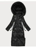 Černá dlouhá dámská prošívaná zimní bunda model 21748226 - HONEY WINTER