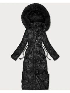 Černá dlouhá dámská prošívaná zimní bunda model 21748226 - HONEY WINTER