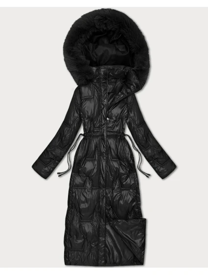 Černá dlouhá dámská prošívaná zimní bunda model 21748226 - HONEY WINTER