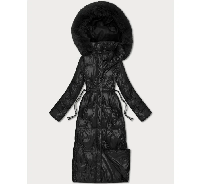 Černá dlouhá dámská prošívaná zimní bunda model 21748226 - HONEY WINTER