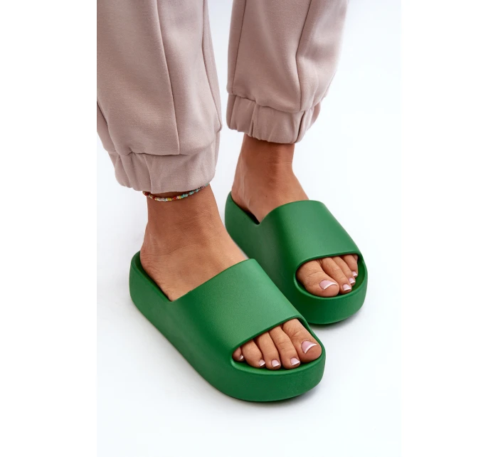 Damskie Klapki Na Grubej Podeszwie Zielone Oreithano Damskie Klapki Na Grubej Podeszwie Zielone Oreithano