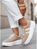 Dámske kožené tenisky na platforme béžové FashionStreet ZY1377